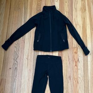 Athleta Girl 8/10 Black Gym warm up jacket capri legging